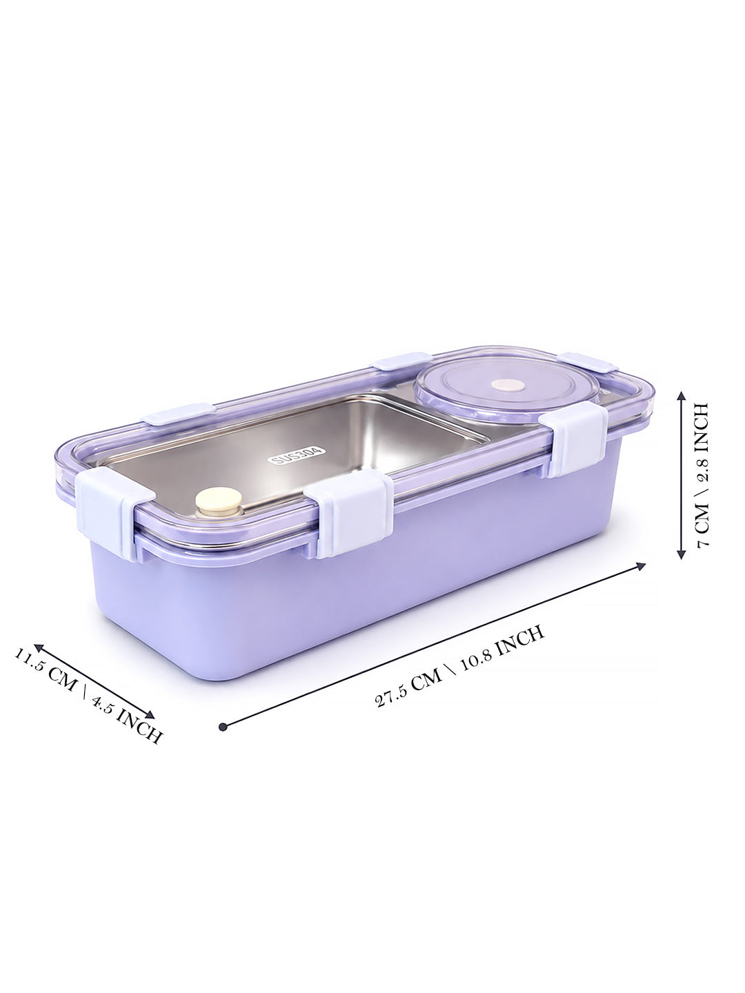 2-Compartment Stainless Steel Kids Lunch Box | Leak-Proof | Sauce Container | Fork & Spoon Included