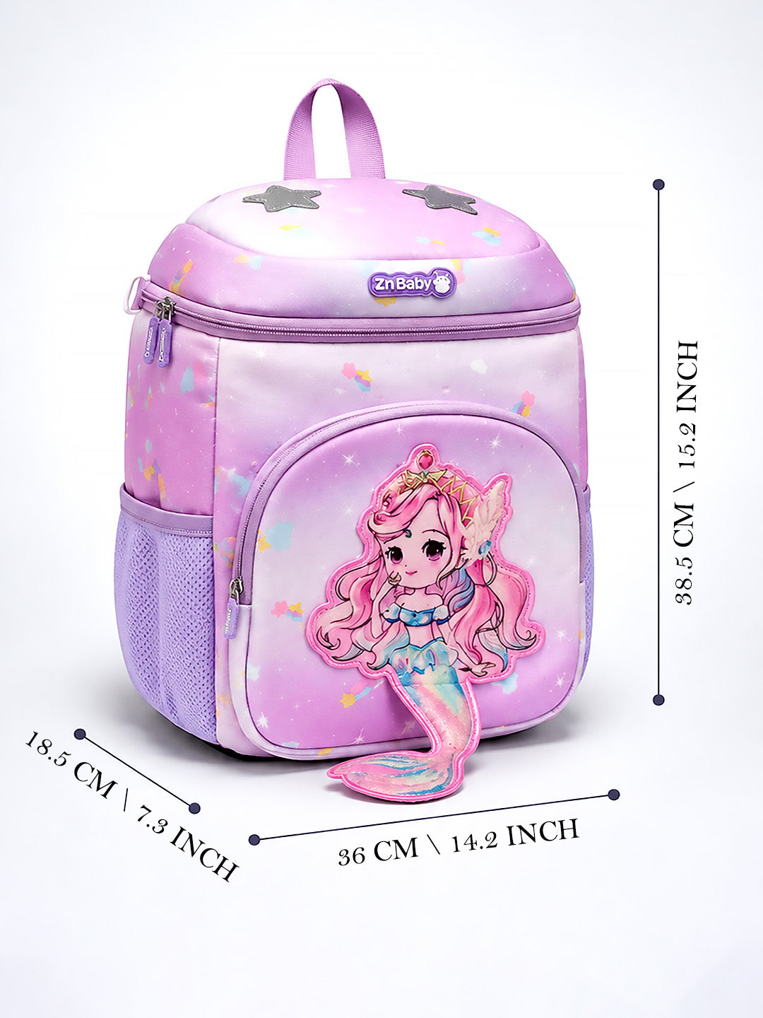 3D Mermaid Princess Kids School Backpack – Purple & Pink