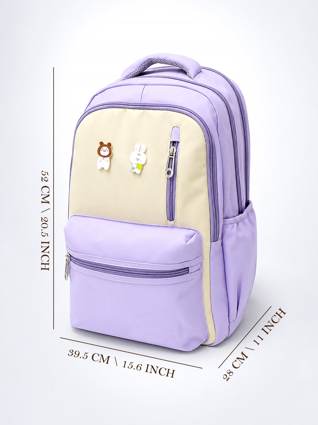 Purple Bear & Bunny Kids School Backpack