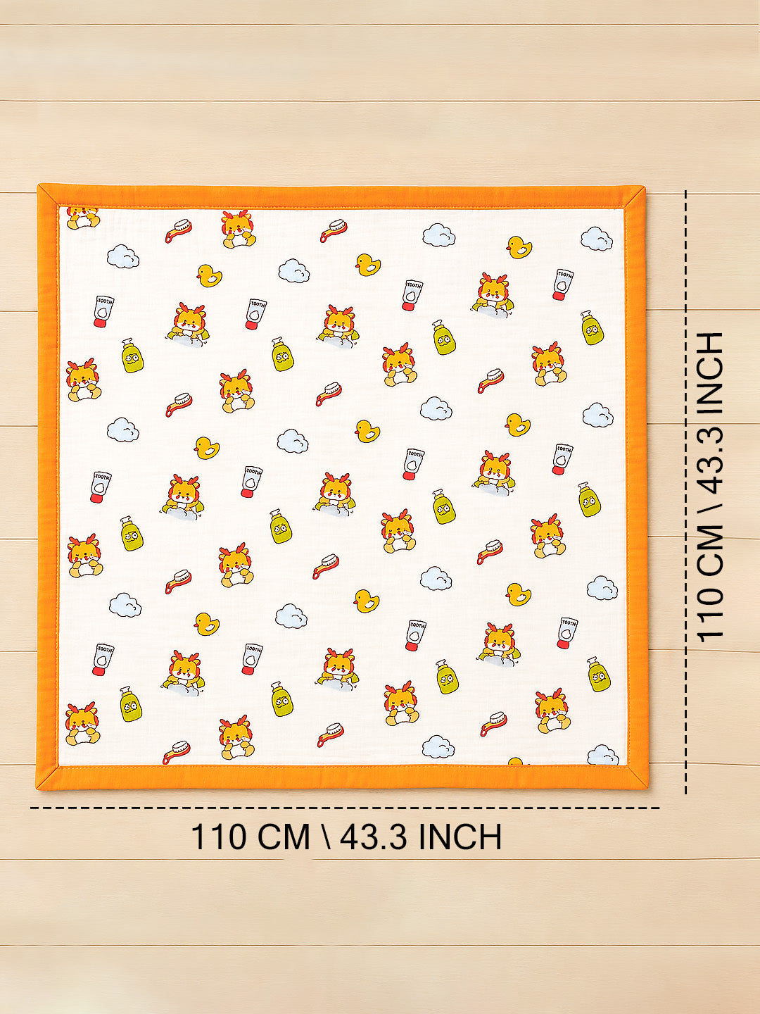 Bath Time Lion 6-Layer Muslin Cotton Baby Blanket | All-Season | 110×110 cm