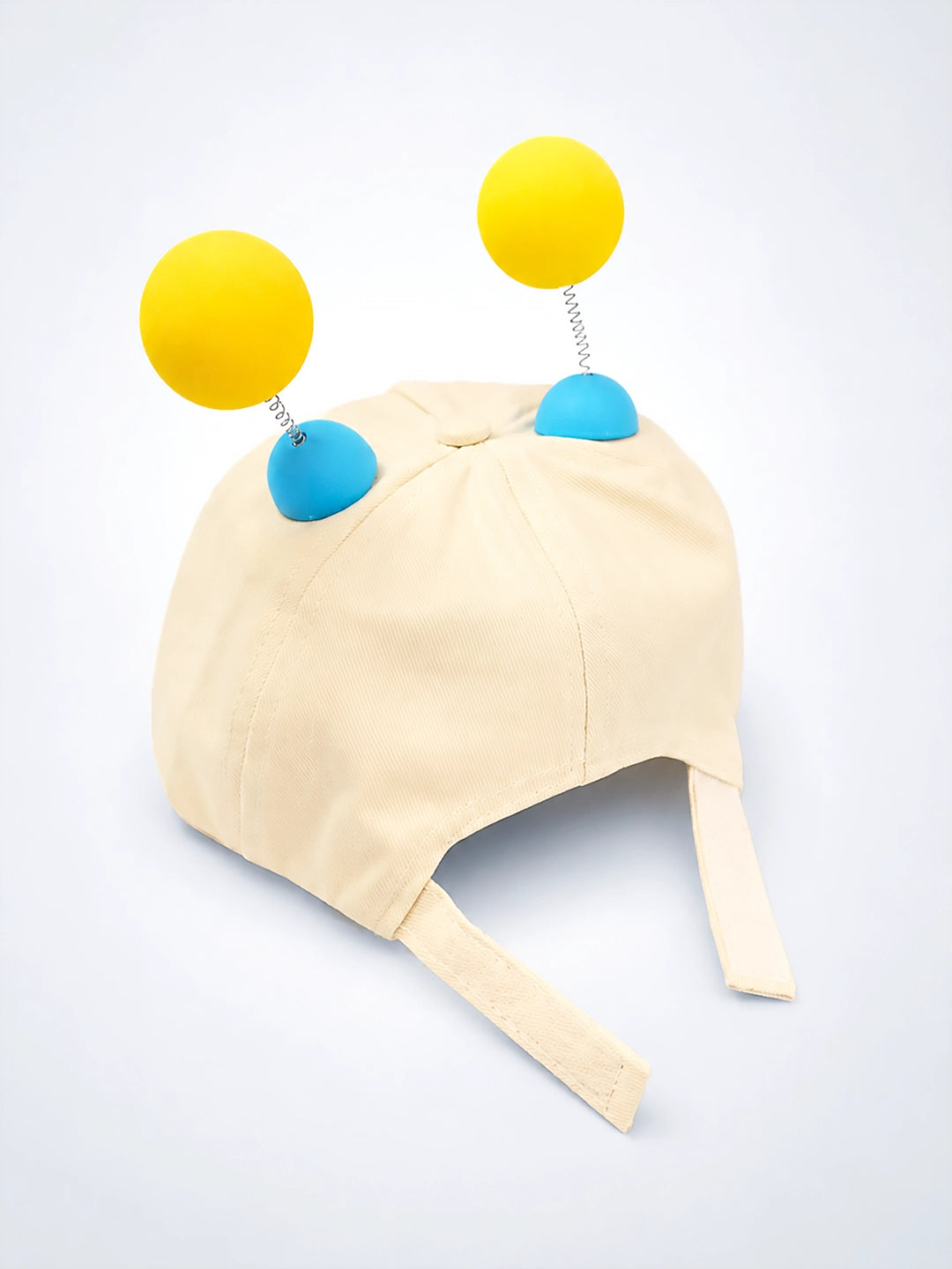 Beige 3D Alien Monster Baby Cap | Wobbly Eyeball Antennas & Adjustable Strap | 2–6 Years