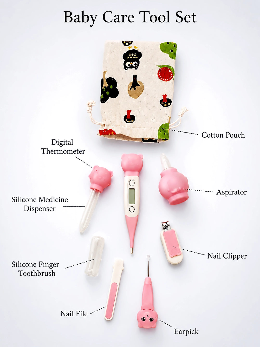 Newborn | Welcome Baby | 23-Piece Pure Cotton | Happy Clouds | Pink Suitcase | Baby Girl | 0–3 Months