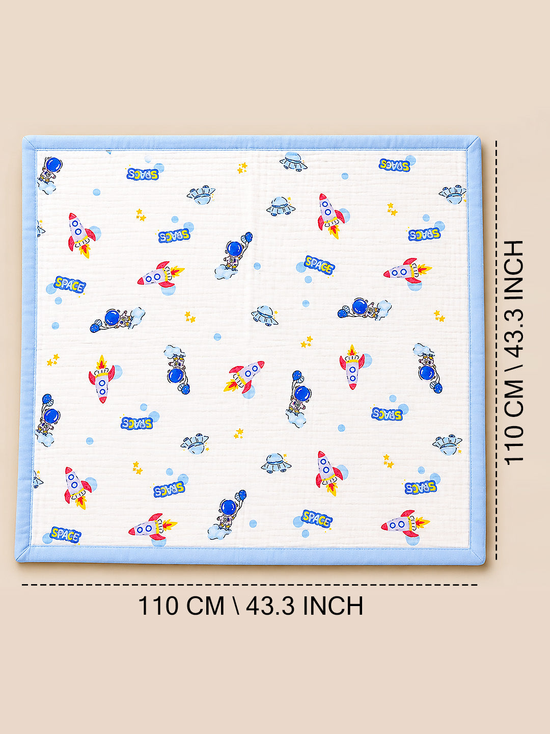 Space Adventure 6-Layer Muslin Cotton Baby Blanket | All-Season | 110×110 cm