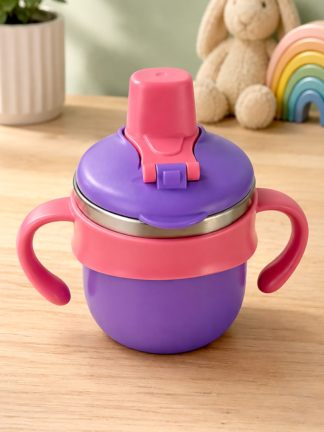 Unicorn Stainless Steel Sipper Bottle for Babies & Toddlers — 250ml | Spill-Proof Spout, Flip Straw & Dual Handles