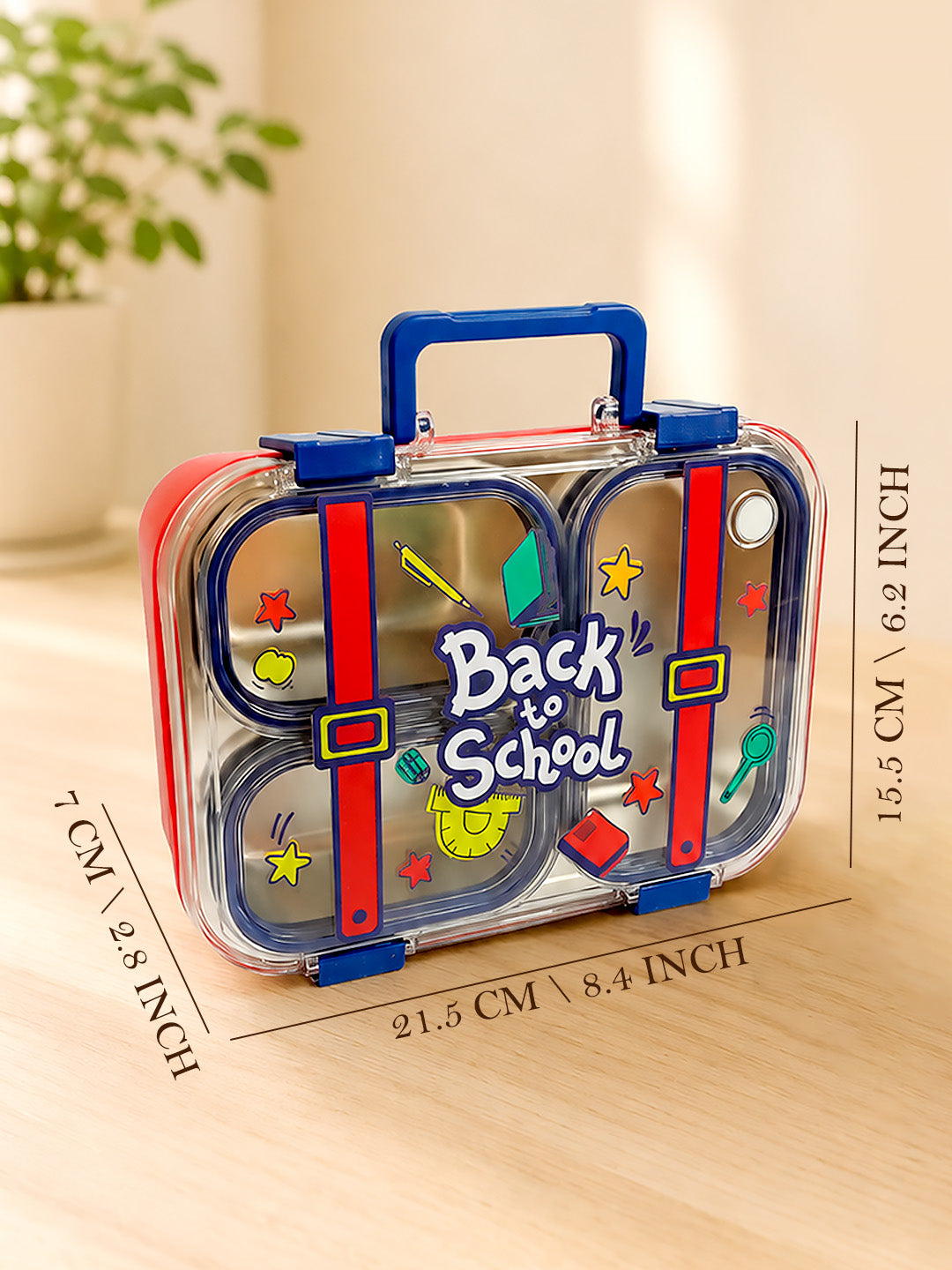 3-Compartment Kids Lunch Box | Stainless Steel | Leak-Proof | Fork & Spoon Included