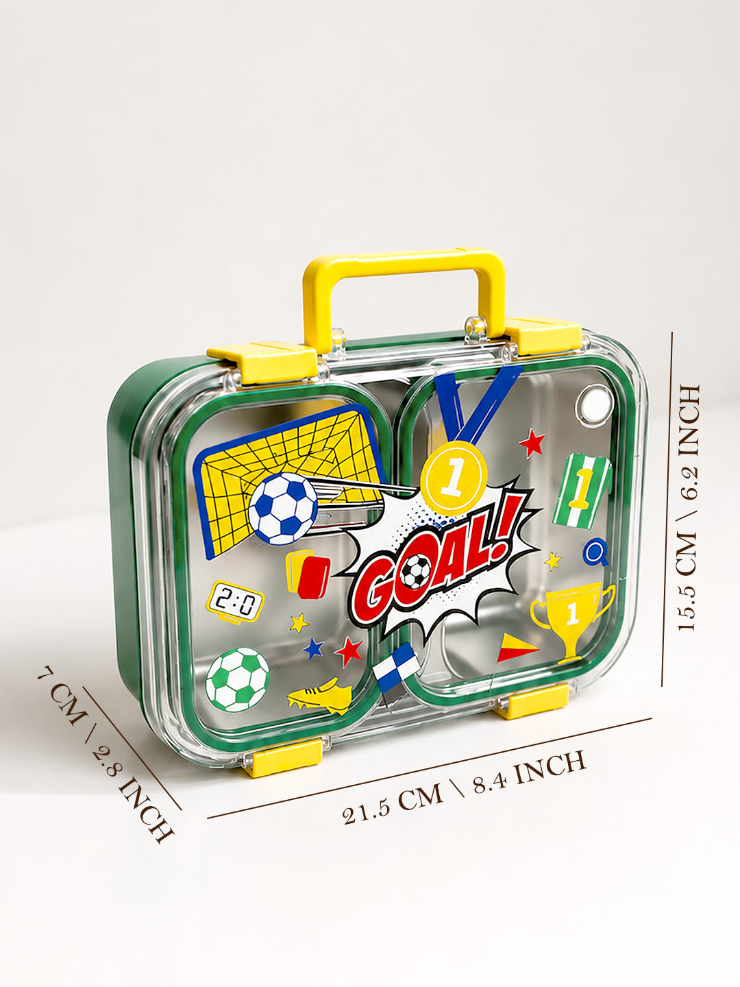Football Goal Kids Stainless Steel Lunch Box with Cutlery