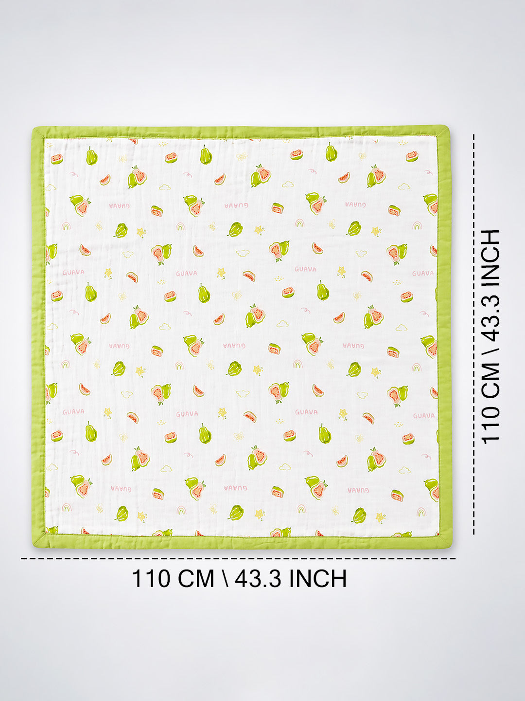 Guava Garden 6-Layer Muslin Cotton Baby Blanket | All-Season | 110×110 cm