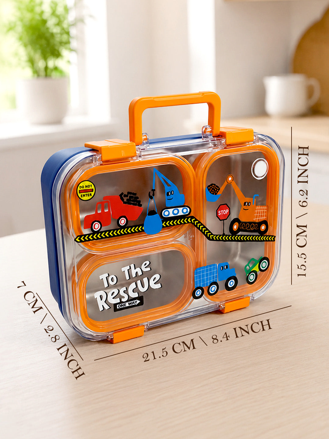 3-Compartment Kids Lunch Box | Stainless Steel Tray | Leak-Proof | Fork & Spoon Included