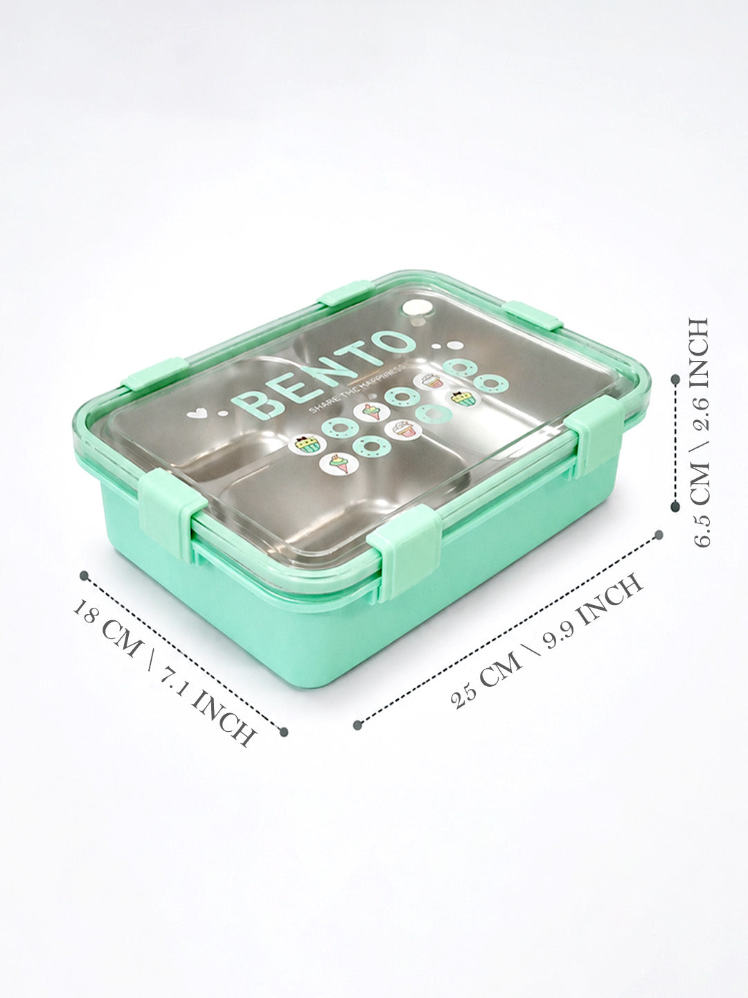 3-Compartment Kids Stainless Steel Lunch Box | Leak-Proof | Fork & Spoon Included