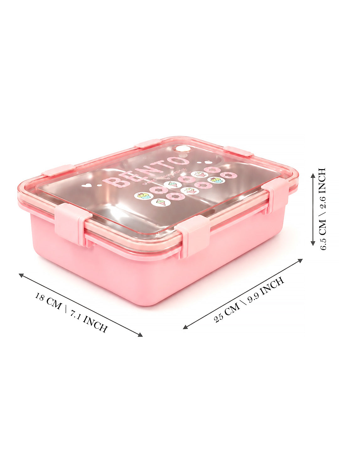 3-Compartment Kids Stainless Steel Lunch Box | Leak-Proof | Fork & Spoon Included