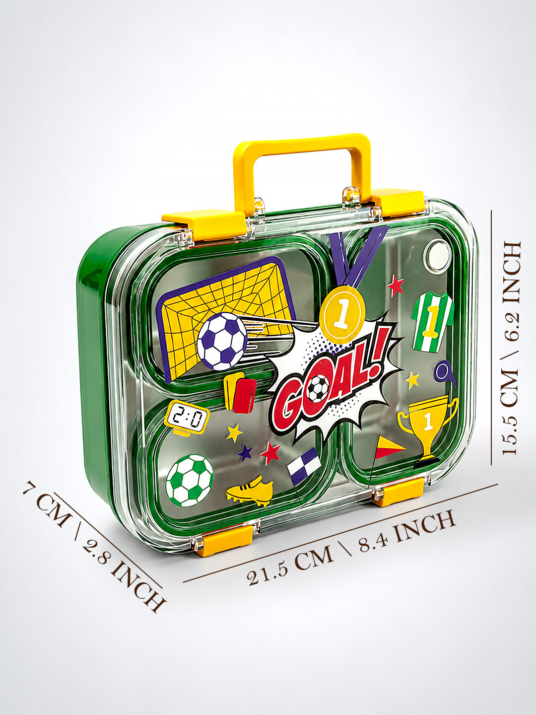 3-Compartment Kids Lunch Box | Stainless Steel Tray | Leak-Proof | Spoon & Fork Included