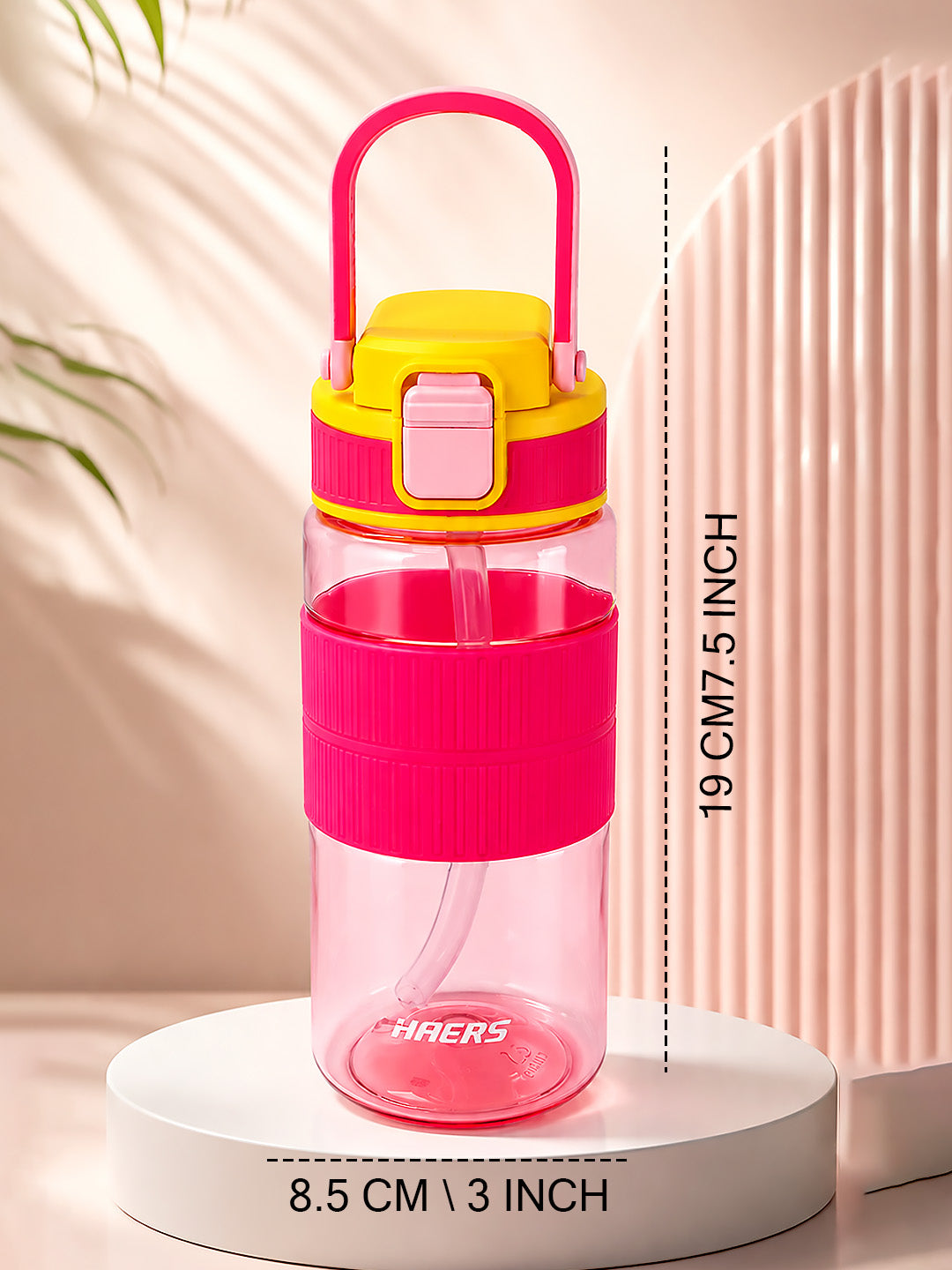 Pink Kids Water Bottle — 500ml | One-Touch Flip Lid & Built-in Straw