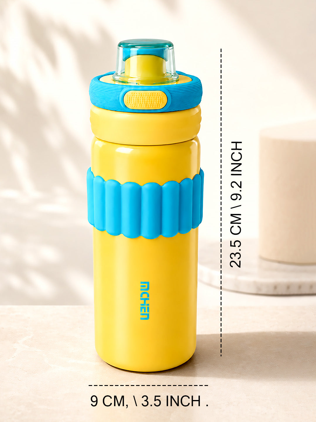 Yellow Stainless Steel Water Bottle | Flip Lid, Straw & Carry Loop