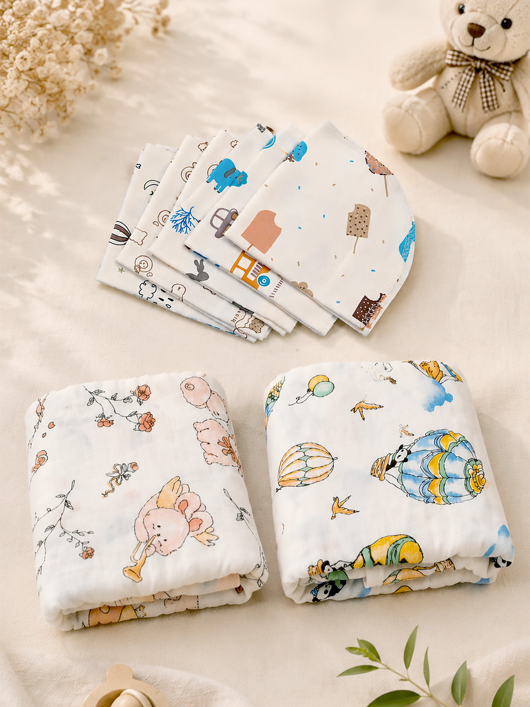 32-Piece Newborn Twin Baby Gift Hamper | Pure Cotton | Unisex | 0–6 Months