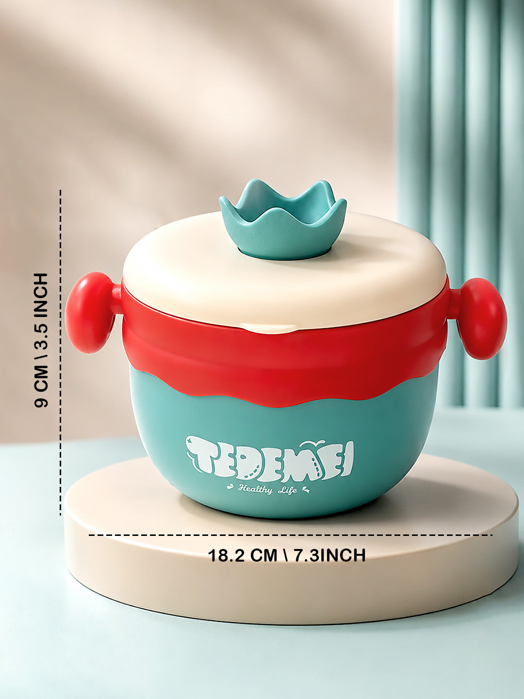 Kids Round Insulated Lunch Bowl | Stainless Steel | Double-Layer | Fork & Spoon Included