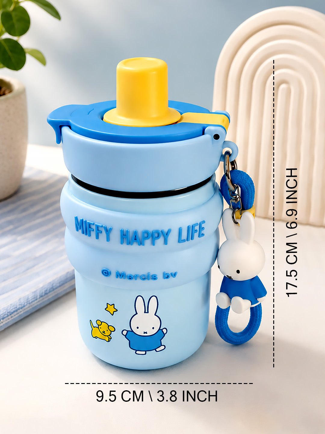Miffy Happy Life Kids Stainless Steel Tumbler — 480ml | Dual Lid, Infuser & Miffy Charm
