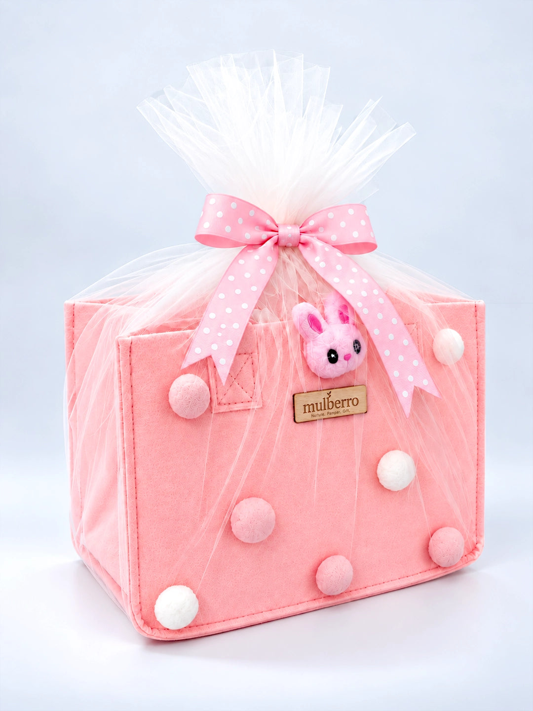 New Mom 6-Piece Baby Shower Gift Hamper | Pink Bunny Felt Tote Bag