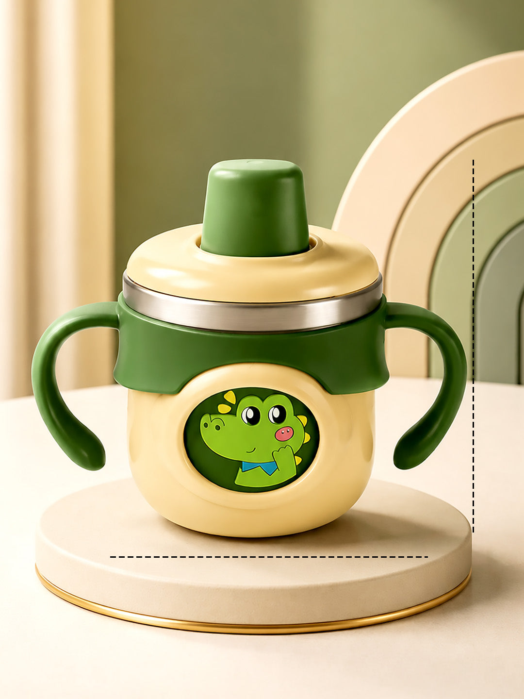 Dinosaur Stainless Steel Sipper Bottle for Babies & Toddlers — 250ml | Spill-Proof Spout & Dual Handles