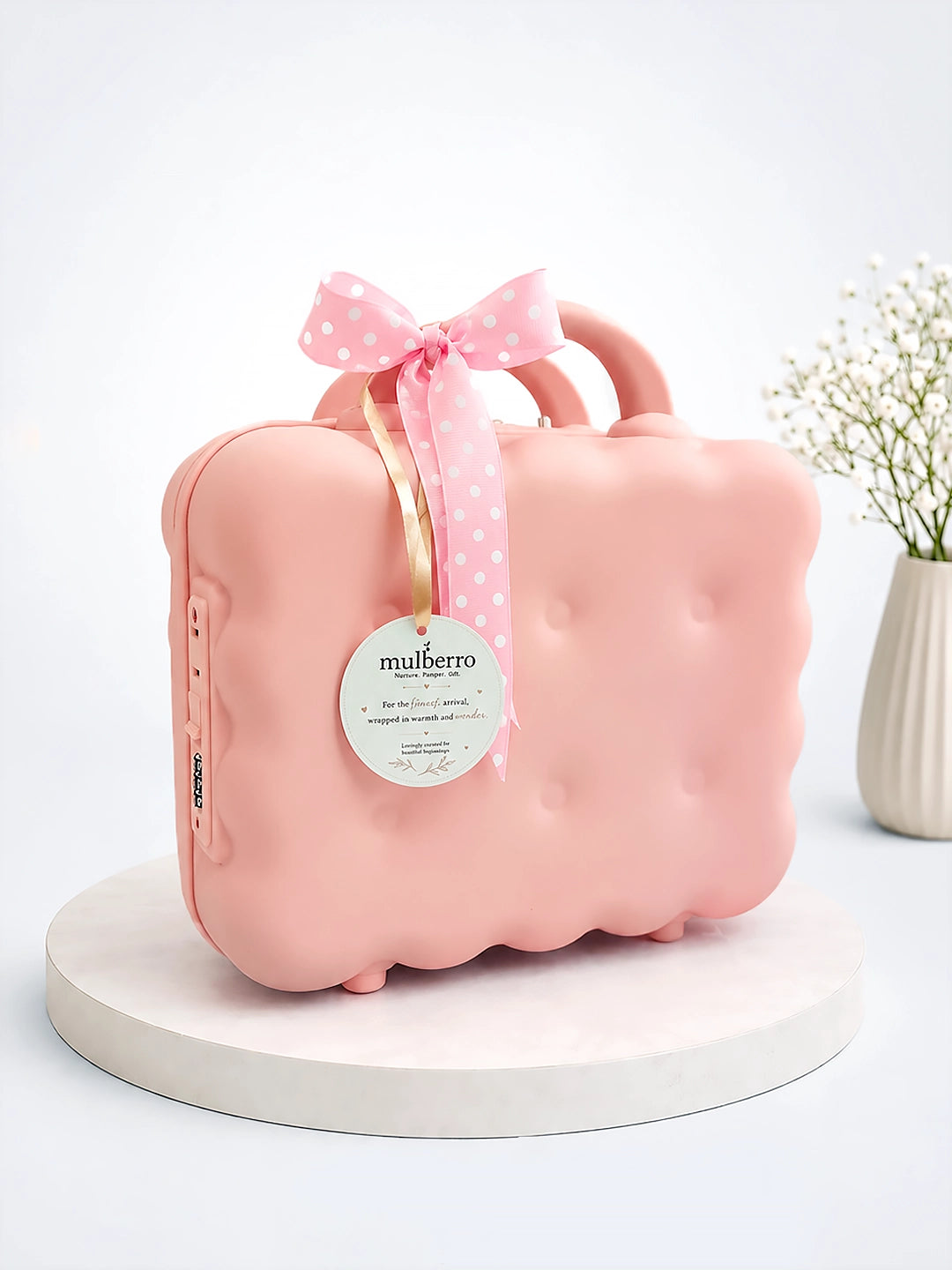 Newborn | Welcome Baby | 23-Piece Pure Cotton | Happy Clouds | Pink Suitcase | Baby Girl | 0–3 Months
