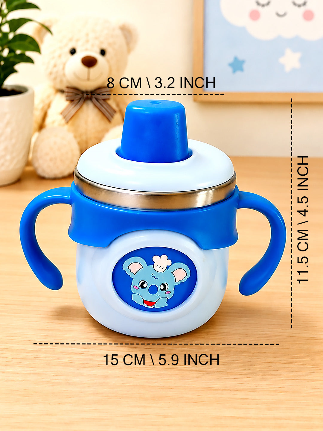 Koala Stainless Steel Sipper Bottle for Babies & Toddlers — 250ml | Spill-Proof Spout & Flip-Top Straw