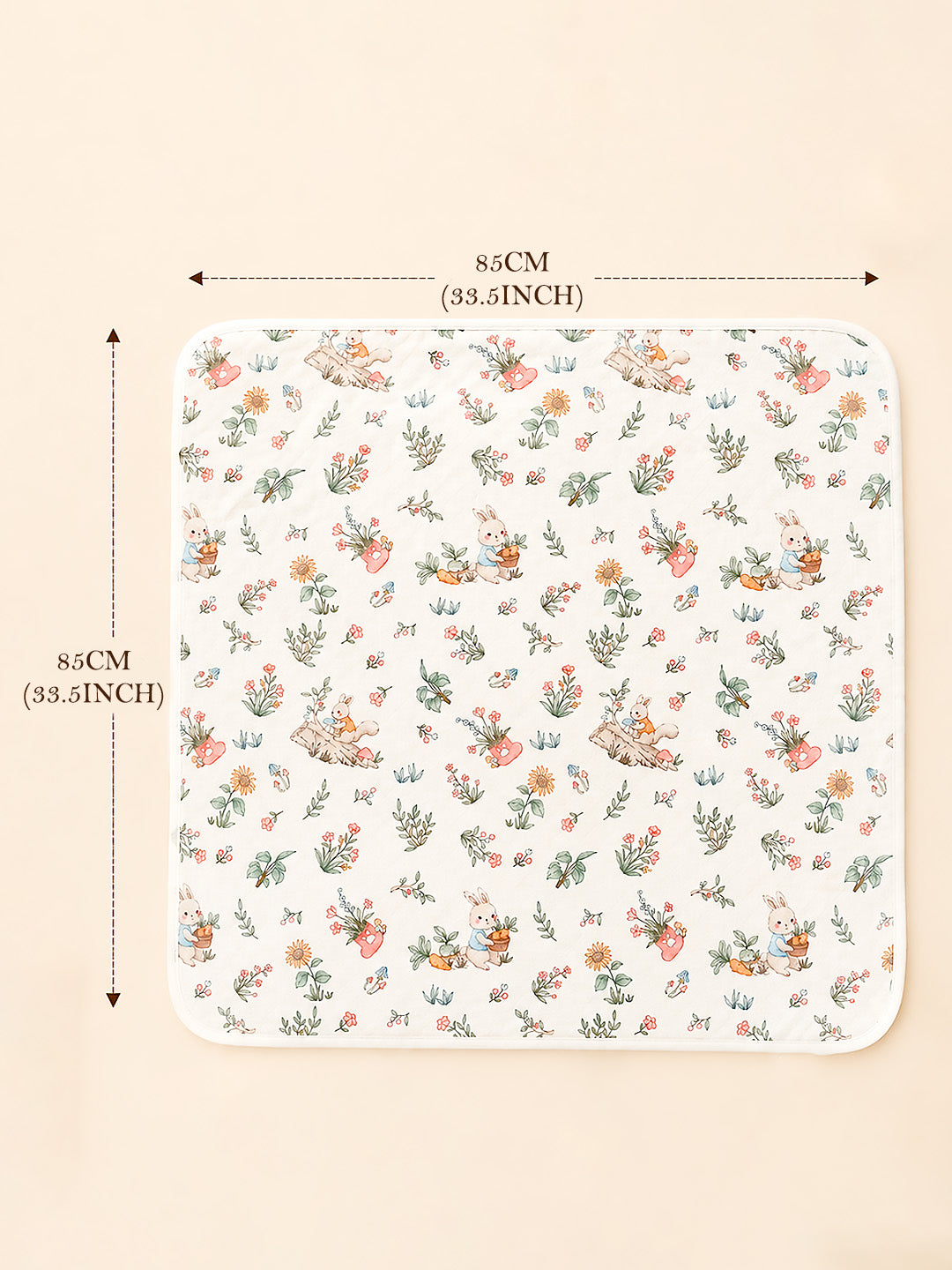 Garden Bunny 6-Layer Muslin Cotton Hooded Baby Swaddle Blanket | All-Season