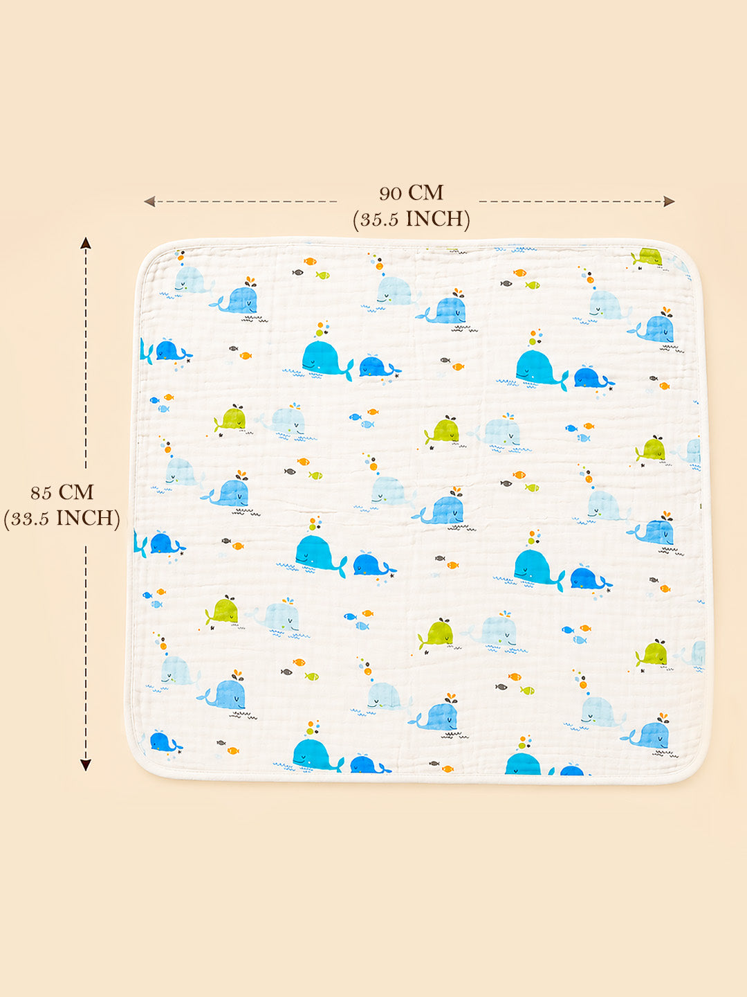 Happy Whales Hooded Swaddle Blanket | 6-Layer Muslin Cotton | Newborn Wrap