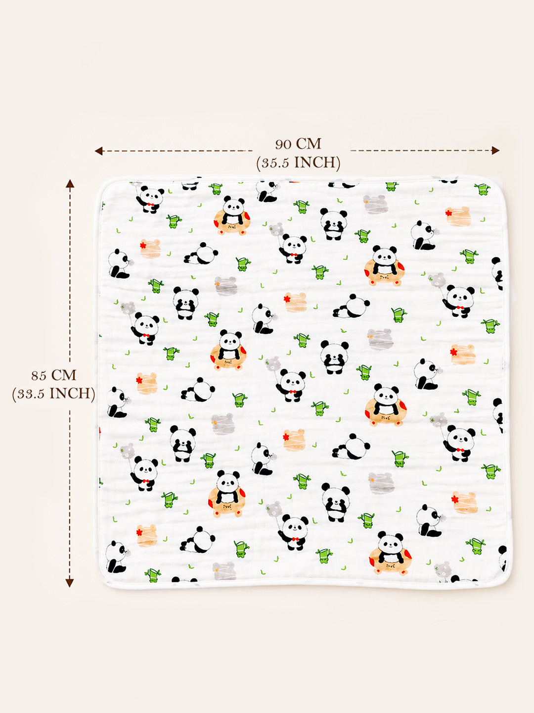 Playful Panda 6-Layer Muslin Cotton Hooded Baby Swaddle Blanket | All-Season