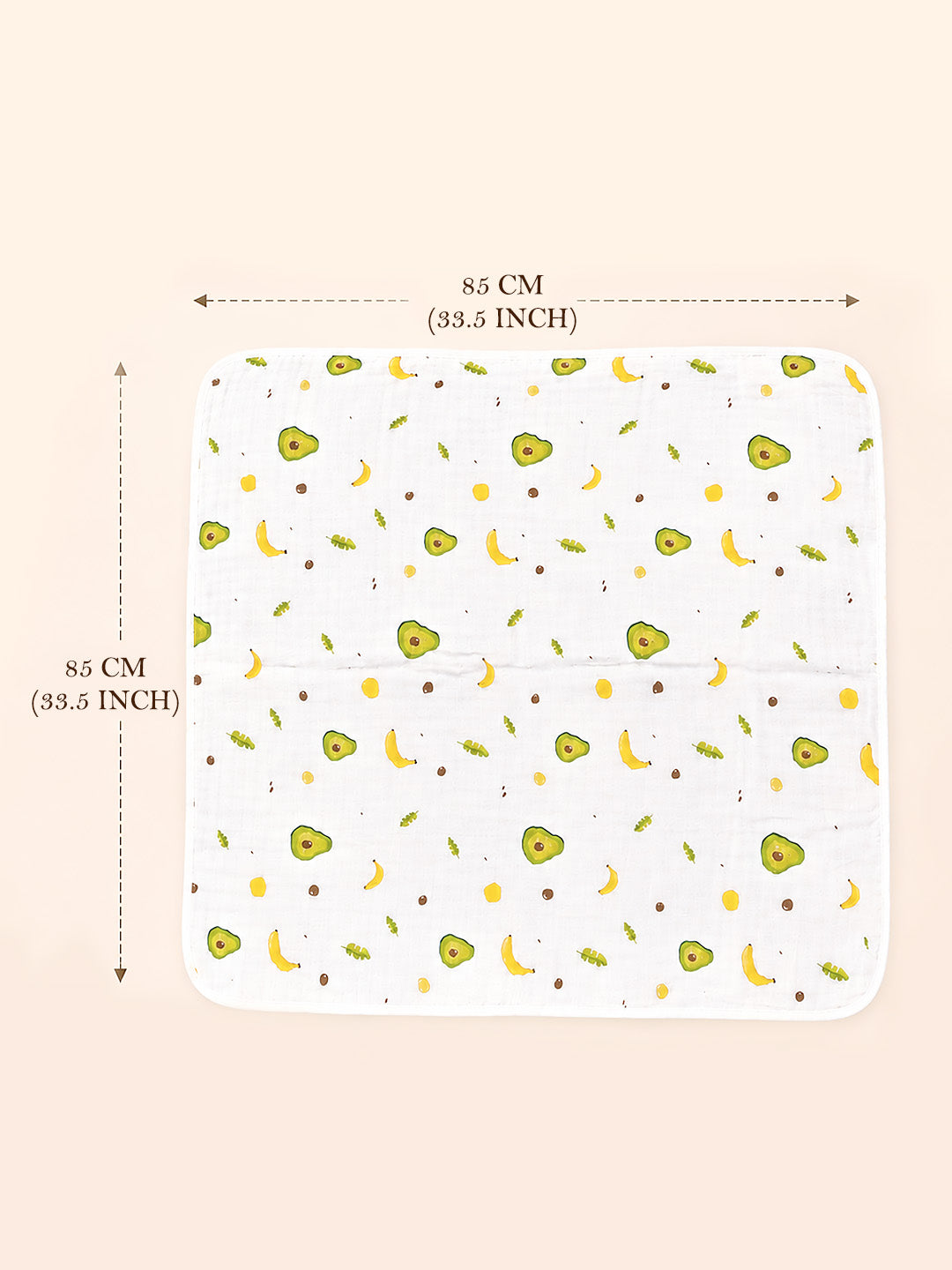 Avocado & Banana Hooded Swaddle Blanket | 6-Layer Muslin Cotton | Newborn Wrap