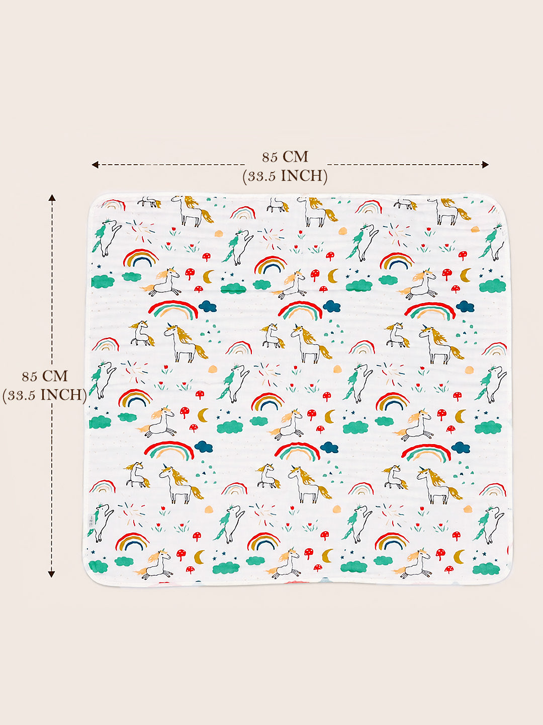 Unicorn Rainbow Hooded Swaddle Blanket | 6-Layer Muslin Cotton | Newborn & Baby
