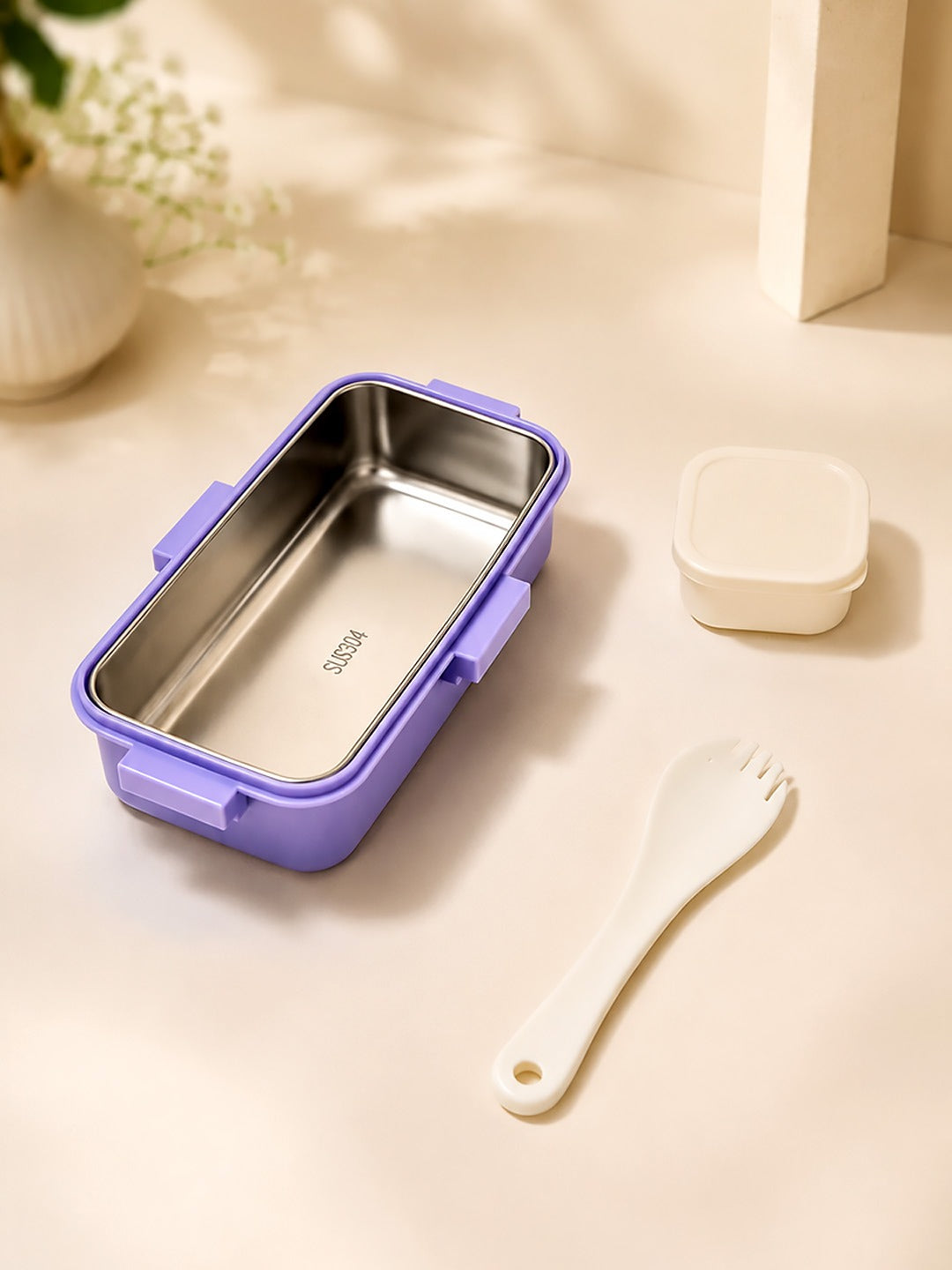 Space Astronaut 2-Tier Kids Lunch Box | Stainless Steel | Leak-Proof | Spork & Sauce Box Included
